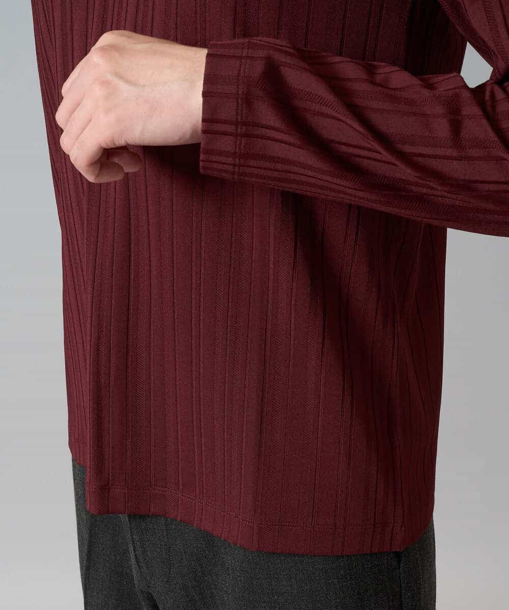 KHKJA74044 a.v.v MEN(アー・ヴェ・ヴェ) 【イージーケア/毛玉になりにくい】ストライプジャガードVネックTシャツ【洗濯機で洗える】〈SMART SERIES a.v.v〉 ライトグレー