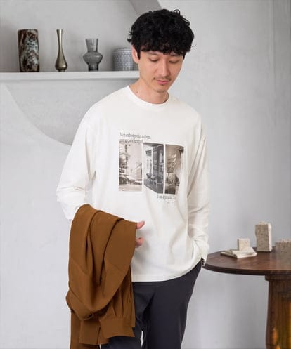 KHKJD11049 a.v.v MEN フォトプリントワイドシルエットカットソー