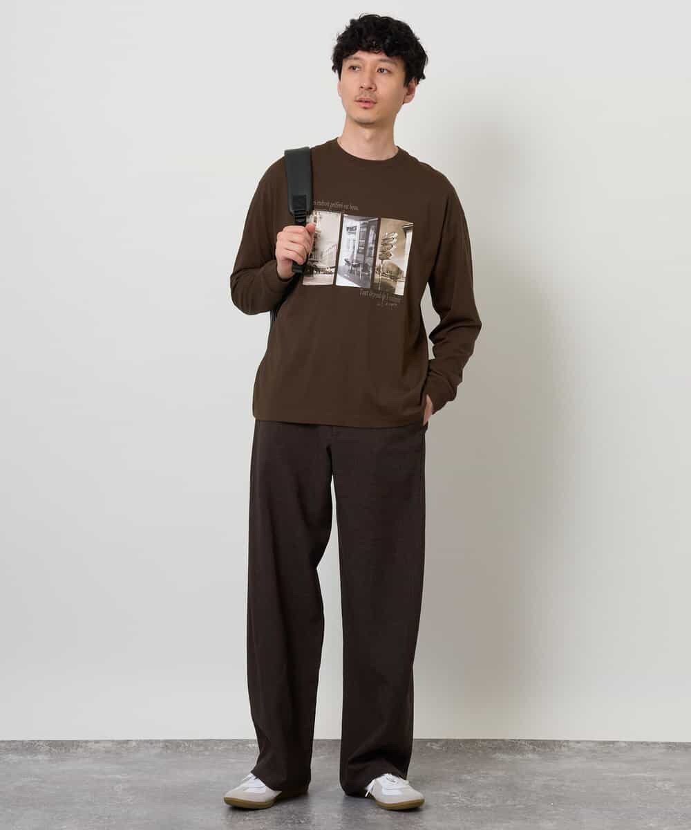KHKJD11049 a.v.v MEN(アー・ヴェ・ヴェ) フォトプリントワイドシルエットカットソー ホワイト
