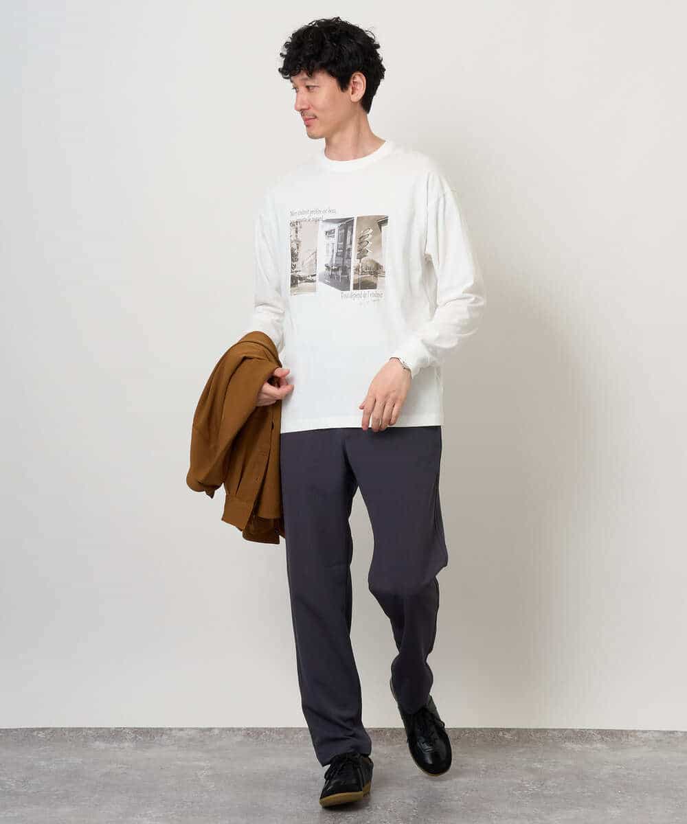 KHKJD11049 a.v.v MEN(アー・ヴェ・ヴェ) フォトプリントワイドシルエットカットソー ホワイト