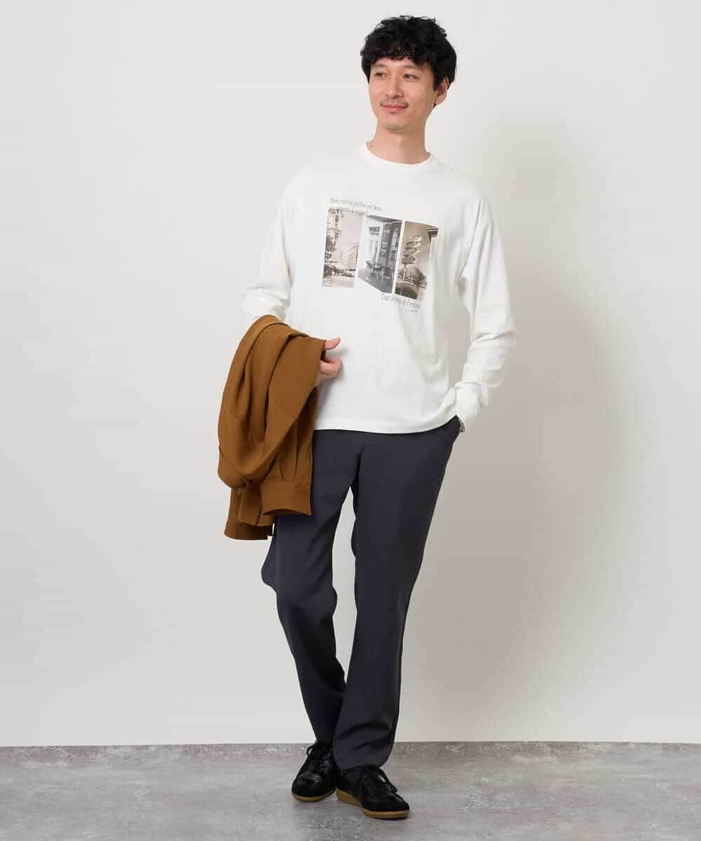 KHKJD11049 a.v.v MEN(アー・ヴェ・ヴェ) フォトプリントワイドシルエットカットソー ホワイト