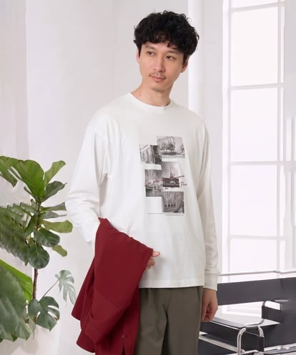 KHKJD12049 a.v.v MEN フォトプリントワイドシルエットカットソー