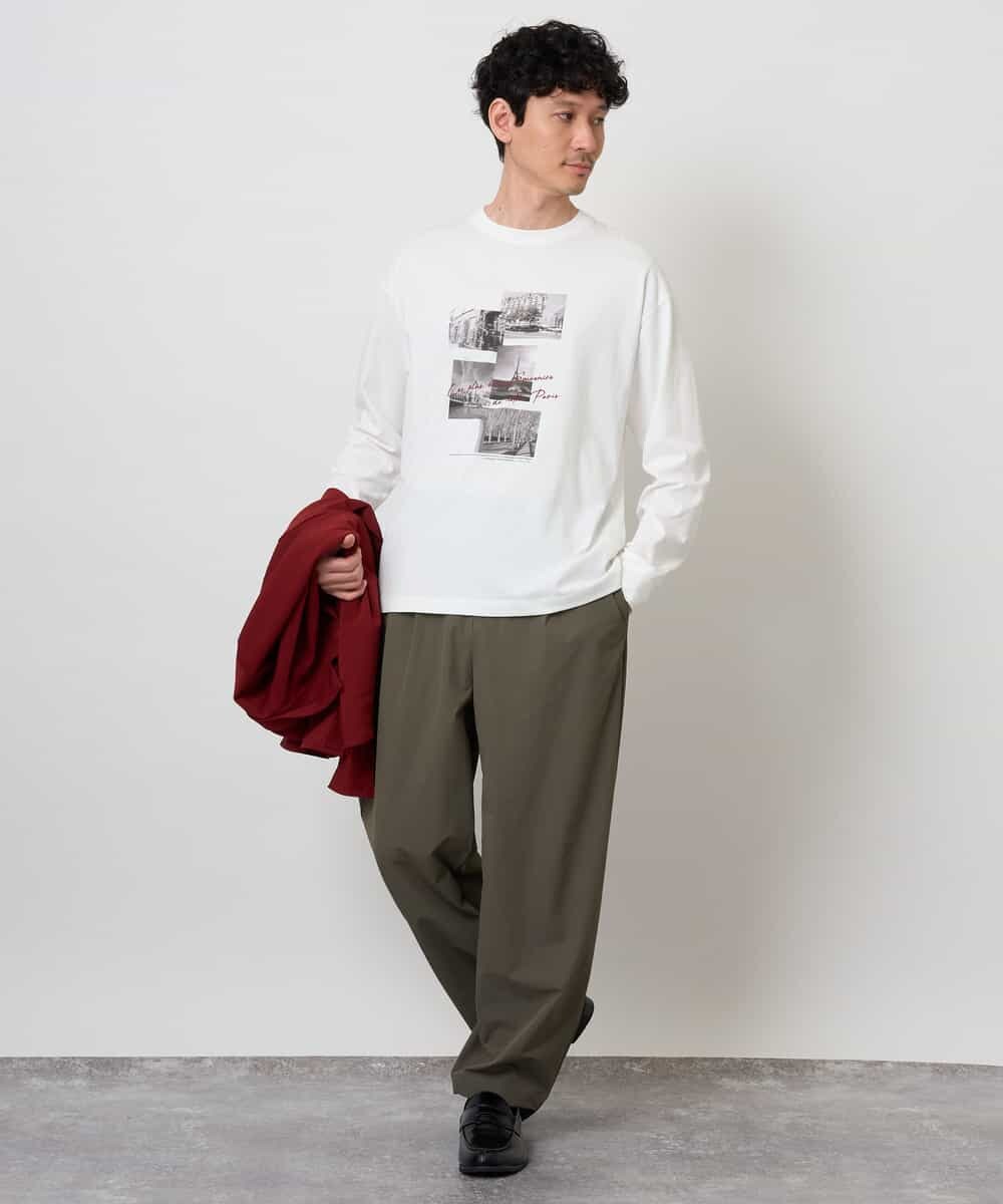 KHKJD12049 a.v.v MEN(アー・ヴェ・ヴェ) フォトプリントワイドシルエットカットソー ホワイト