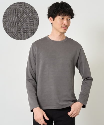 KHKJD71044 a.v.v MEN 【スマート/イージーケア/洗濯機で洗える】キカジャカードクルーネックスマートTシャツ