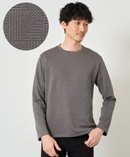 KHKJD71044 a.v.v MEN(アー・ヴェ・ヴェ) 【スマート/イージーケア/洗濯機で洗える】キカジャカードクルーネックスマートTシャツ ダークグレー
