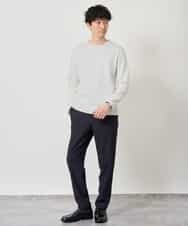 KHKJD71044 a.v.v MEN(アー・ヴェ・ヴェ) 【スマート/イージーケア/洗濯機で洗える】キカジャカードクルーネックスマートTシャツ ブラック