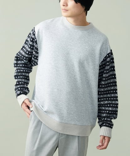 KHKJP25059 a.v.v MEN フェアアイル柄切替プルオーバー