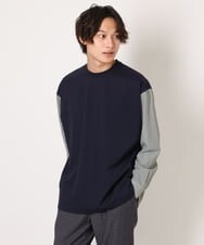 KHKJS09059 a.v.v MEN(アー・ヴェ・ヴェ) バックシャン切り替えカットソー（デザテクシリーズ） ネイビー