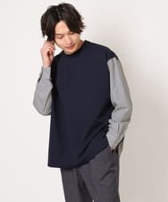 KHKJS09059 a.v.v MEN(アー・ヴェ・ヴェ) バックシャン切り替えカットソー（デザテクシリーズ） ネイビー