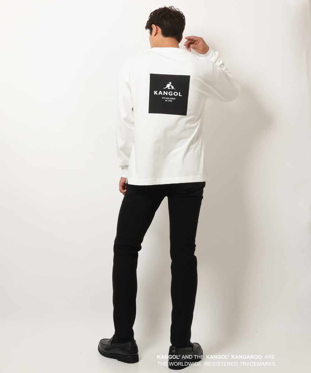 KHKJS18054 a.v.v MEN(アー・ヴェ・ヴェ) 【KANGOL】スクエアプリントワイドシルエットカットソー ホワイト