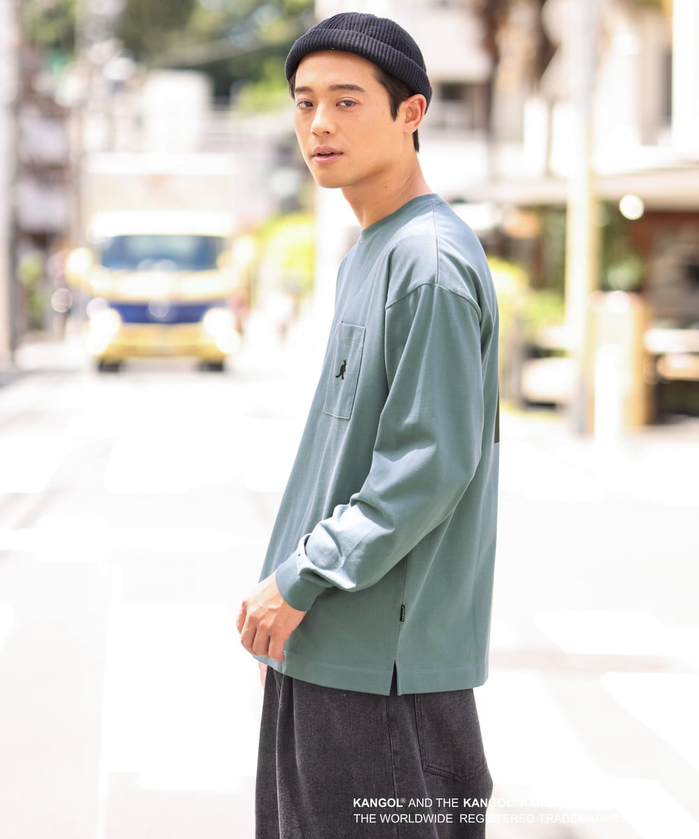 KHKJS18054 a.v.v MEN(アー・ヴェ・ヴェ) 【KANGOL】スクエアプリントワイドシルエットカットソー ホワイト