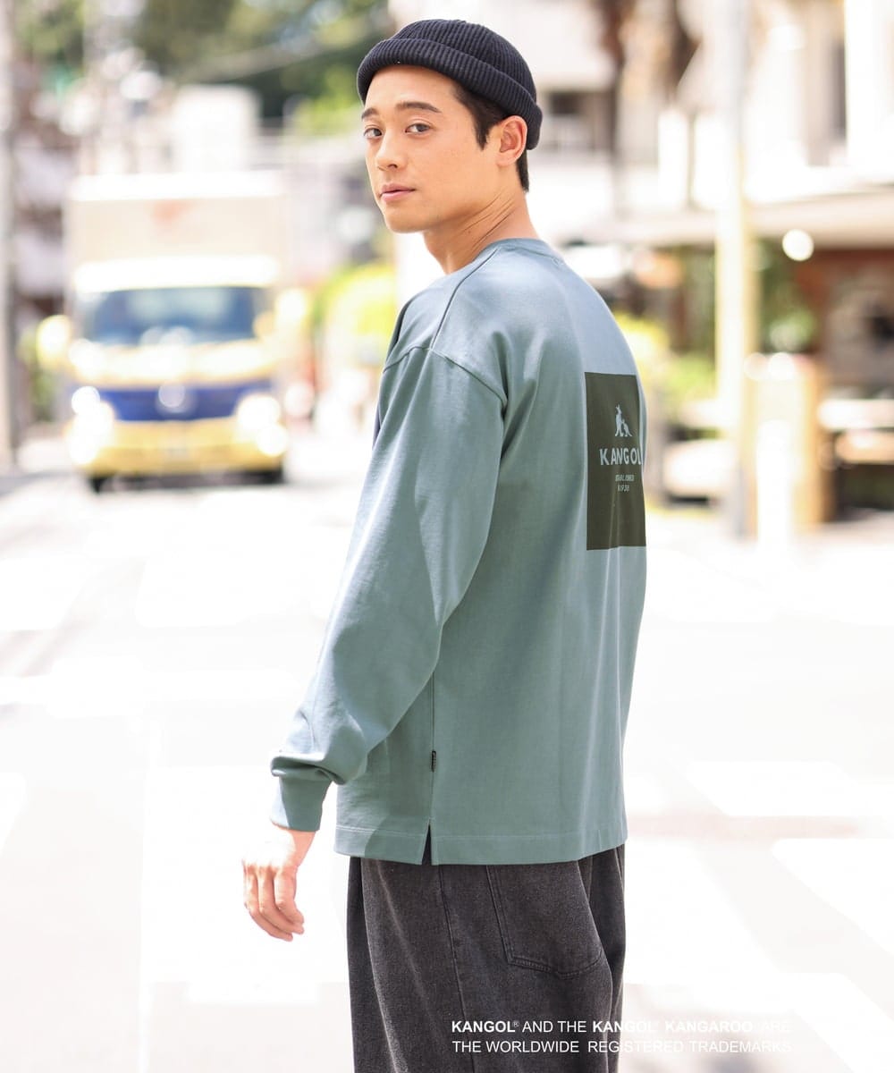 KHKJS18054 a.v.v MEN(アー・ヴェ・ヴェ) 【KANGOL】スクエアプリントワイドシルエットカットソー ホワイト