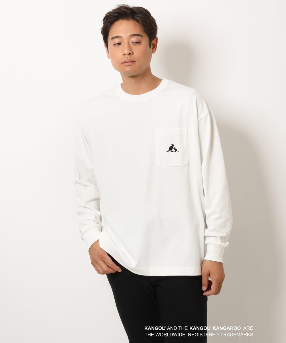 KHKJS18054 a.v.v MEN(アー・ヴェ・ヴェ) 【KANGOL】スクエアプリントワイドシルエットカットソー ホワイト