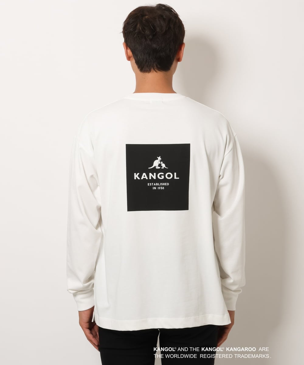 KHKJS18054 a.v.v MEN(アー・ヴェ・ヴェ) 【KANGOL】スクエアプリントワイドシルエットカットソー ホワイト