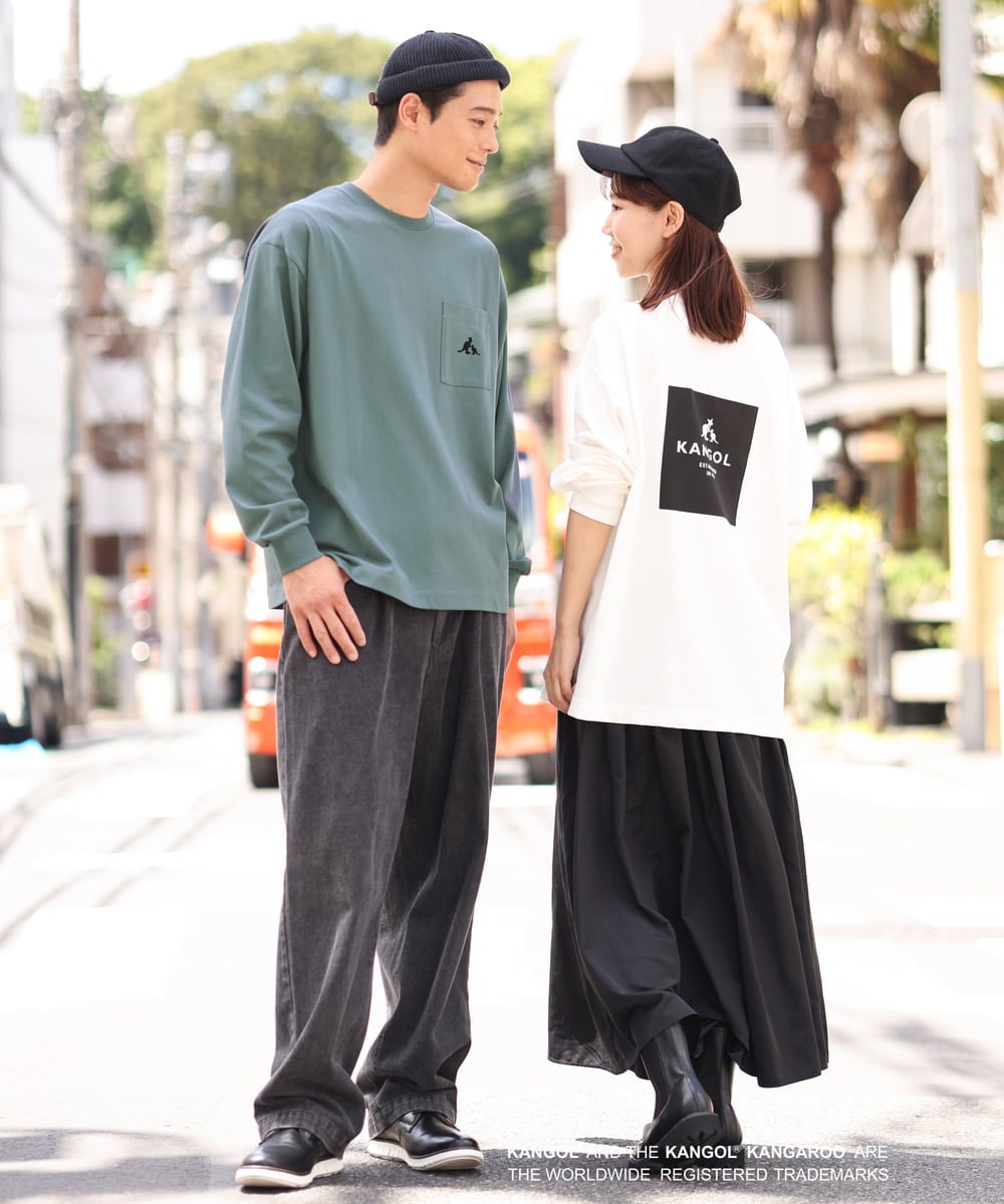 KHKJS18054 a.v.v MEN(アー・ヴェ・ヴェ) 【KANGOL】スクエアプリントワイドシルエットカットソー ホワイト