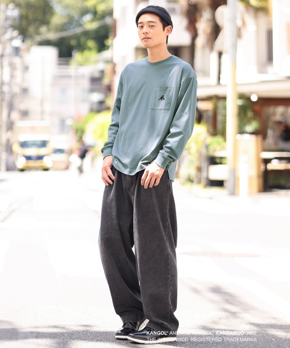 KHKJS18054 a.v.v MEN(アー・ヴェ・ヴェ) 【KANGOL】スクエアプリントワイドシルエットカットソー ホワイト