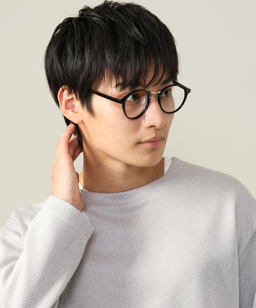 KHKJV04044 a.v.v MEN(アー・ヴェ・ヴェ) 【きれいめ秋TOPS】ヘリンボーンフェイクレイヤードセミワイドカットソー ダークグレー