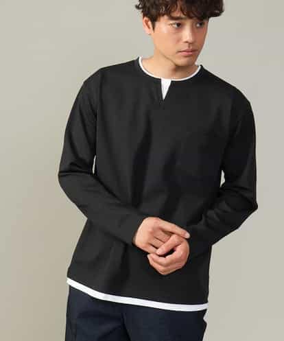 KHKJV05044 a.v.v MEN 【きれいめで楽チン】キーネックフェイクレイヤードセミワイドカットソー