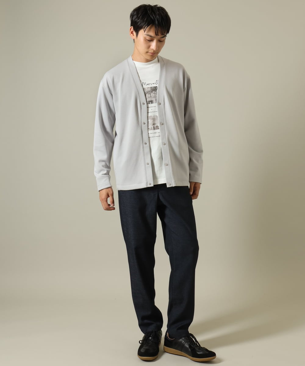 KHKJV11044 a.v.v MEN(アー・ヴェ・ヴェ) 【大人気PARISモチーフ】フォトプリントワイドシルエットロングTシャツ ホワイト