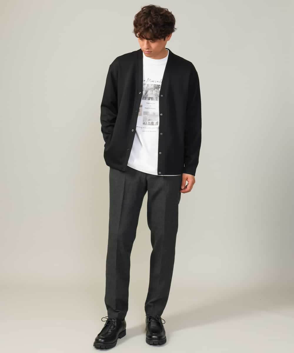 KHKJV11044 a.v.v MEN(アー・ヴェ・ヴェ) 【大人気PARISモチーフ】フォトプリントワイドシルエットロングTシャツ ホワイト