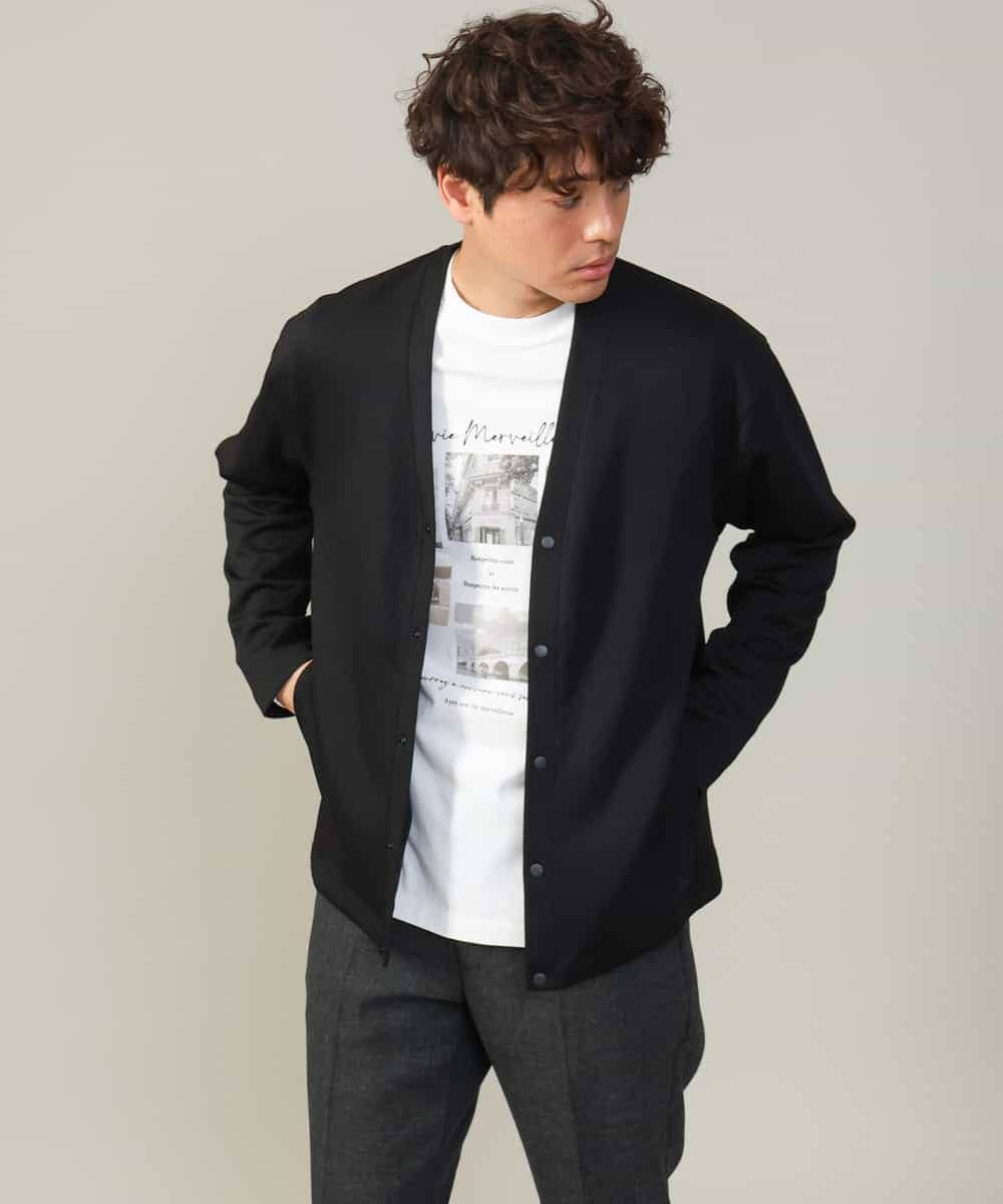 KHKJV11044 a.v.v MEN(アー・ヴェ・ヴェ) 【大人気PARISモチーフ】フォトプリントワイドシルエットロングTシャツ ホワイト