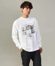 KHKJV11044 a.v.v MEN(アー・ヴェ・ヴェ) 【大人気PARISモチーフ】フォトプリントワイドシルエットロングTシャツ ホワイト