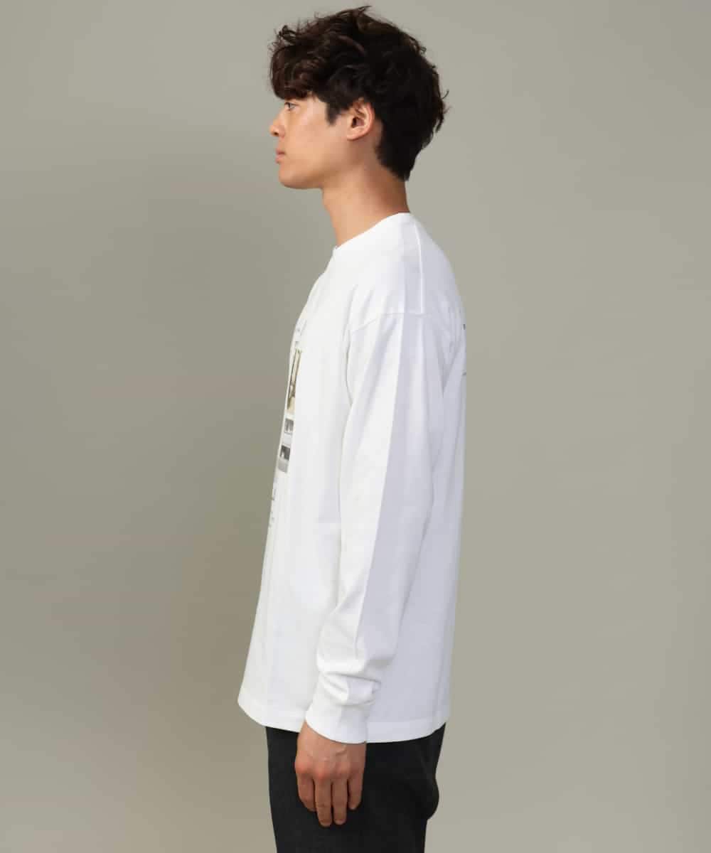 KHKJV11044 a.v.v MEN(アー・ヴェ・ヴェ) 【大人気PARISモチーフ】フォトプリントワイドシルエットロングTシャツ ホワイト