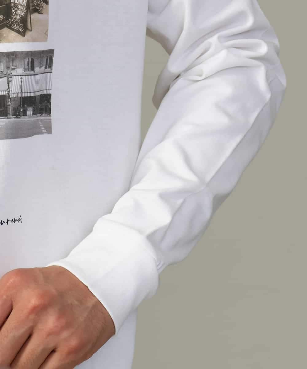 KHKJV11044 a.v.v MEN(アー・ヴェ・ヴェ) 【大人気PARISモチーフ】フォトプリントワイドシルエットロングTシャツ ホワイト