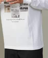 KHKJV11044 a.v.v MEN(アー・ヴェ・ヴェ) 【大人気PARISモチーフ】フォトプリントワイドシルエットロングTシャツ ホワイト
