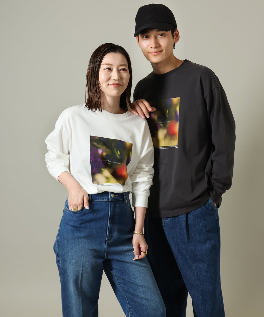 KHKJV12044 a.v.v MEN(アー・ヴェ・ヴェ) 【HIDEYUKI SUTO×a.v.vコラボ】フォトプリントワイドシルエットロングＴシャツ ダークグレー