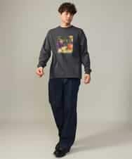 KHKJV12044 a.v.v MEN(アー・ヴェ・ヴェ) 【HIDEYUKI SUTO×a.v.vコラボ】フォトプリントワイドシルエットロングＴシャツ ダークグレー