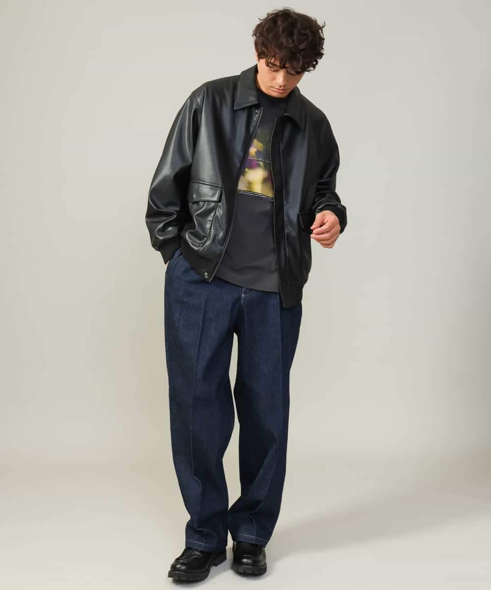 KHKJV12044 a.v.v MEN(アー・ヴェ・ヴェ) 【HIDEYUKI SUTO×a.v.vコラボ】フォトプリントワイドシルエットロングＴシャツ ダークグレー