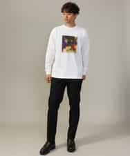 KHKJV12044 a.v.v MEN(アー・ヴェ・ヴェ) 【HIDEYUKI SUTO×a.v.vコラボ】フォトプリントワイドシルエットロングＴシャツ ダークグレー
