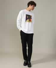 KHKJV12044 a.v.v MEN(アー・ヴェ・ヴェ) 【HIDEYUKI SUTO×a.v.vコラボ】フォトプリントワイドシルエットロングＴシャツ ダークグレー