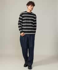 KHKJV13054 a.v.v MEN(アー・ヴェ・ヴェ) 【着映えロンT】ランダムボーダーセミワイドシルエットロングTシャツ ブラック