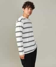 KHKJV13054 a.v.v MEN(アー・ヴェ・ヴェ) 【着映えロンT】ランダムボーダーセミワイドシルエットロングTシャツ ブラック