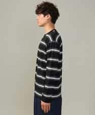 KHKJV13054 a.v.v MEN(アー・ヴェ・ヴェ) 【着映えロンT】ランダムボーダーセミワイドシルエットロングTシャツ ブラック