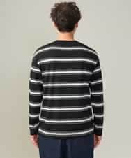 KHKJV13054 a.v.v MEN(アー・ヴェ・ヴェ) 【着映えロンT】ランダムボーダーセミワイドシルエットロングTシャツ ブラック