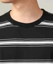 KHKJV13054 a.v.v MEN(アー・ヴェ・ヴェ) 【着映えロンT】ランダムボーダーセミワイドシルエットロングTシャツ ブラック