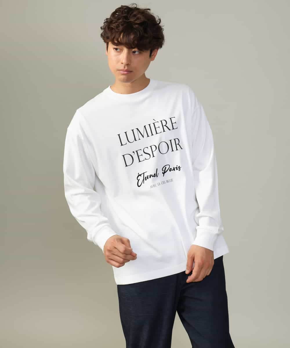 KHKJV14034 a.v.v MEN(アー・ヴェ・ヴェ) 【大人のロゴT】ビッグロゴワイドシルエットロングTシャツ ホワイト