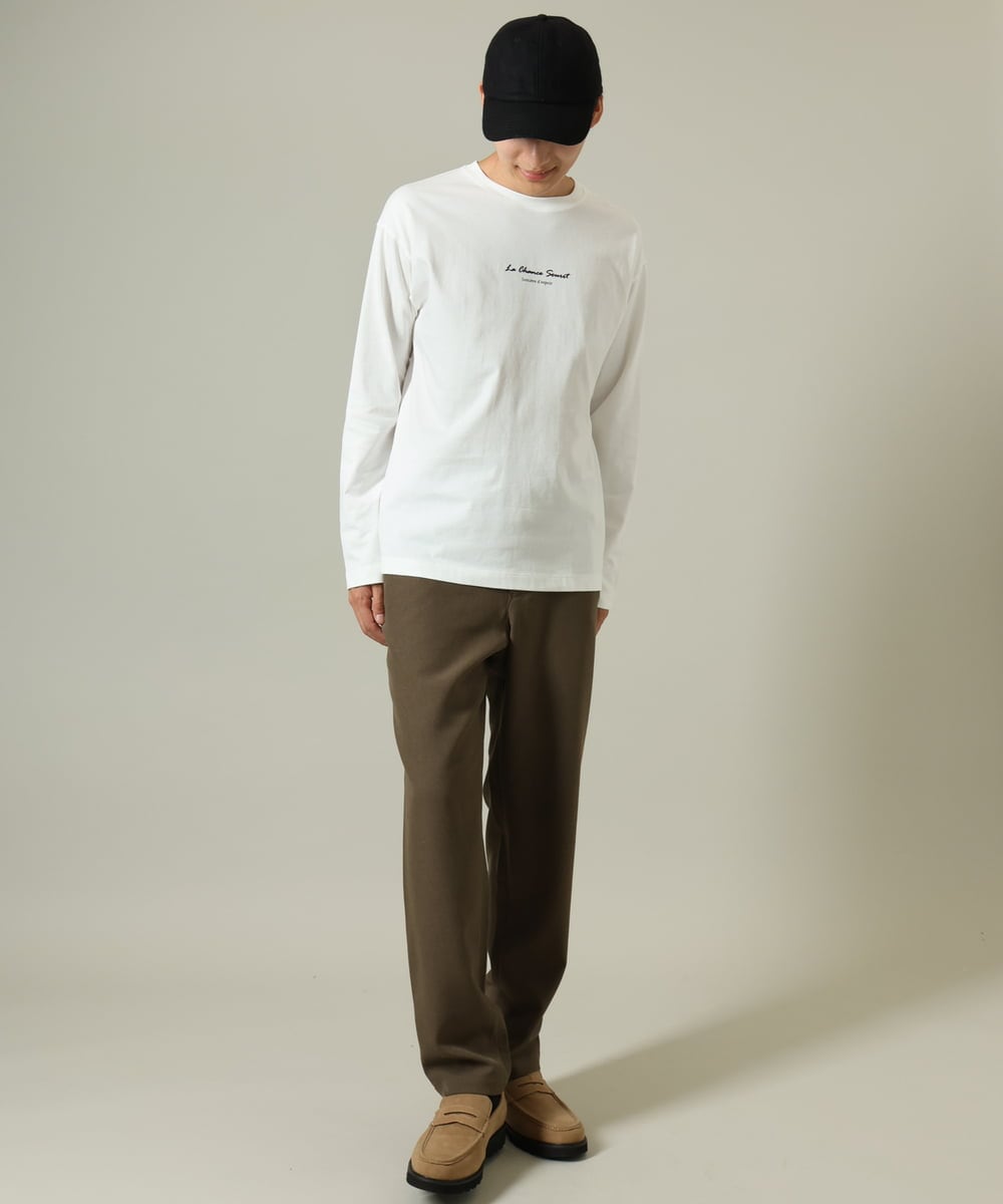 KHKJV29029 a.v.v MEN(アー・ヴェ・ヴェ) 【ユニセックス】ミニロゴセミワイドシルエットロングTシャツ ホワイト