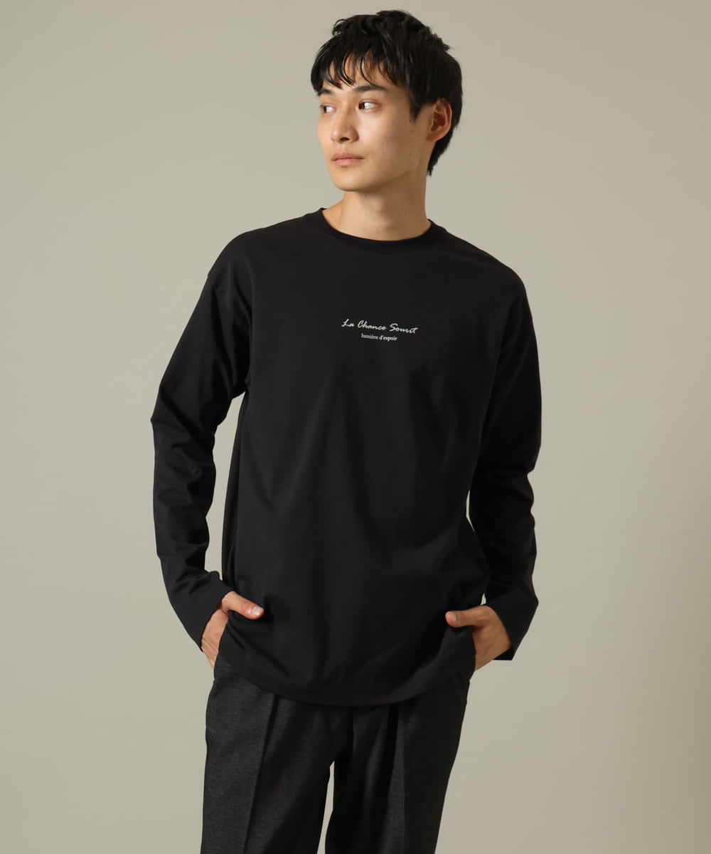 KHKJV29029 a.v.v MEN(アー・ヴェ・ヴェ) 【ユニセックス】ミニロゴセミワイドシルエットロングTシャツ ホワイト