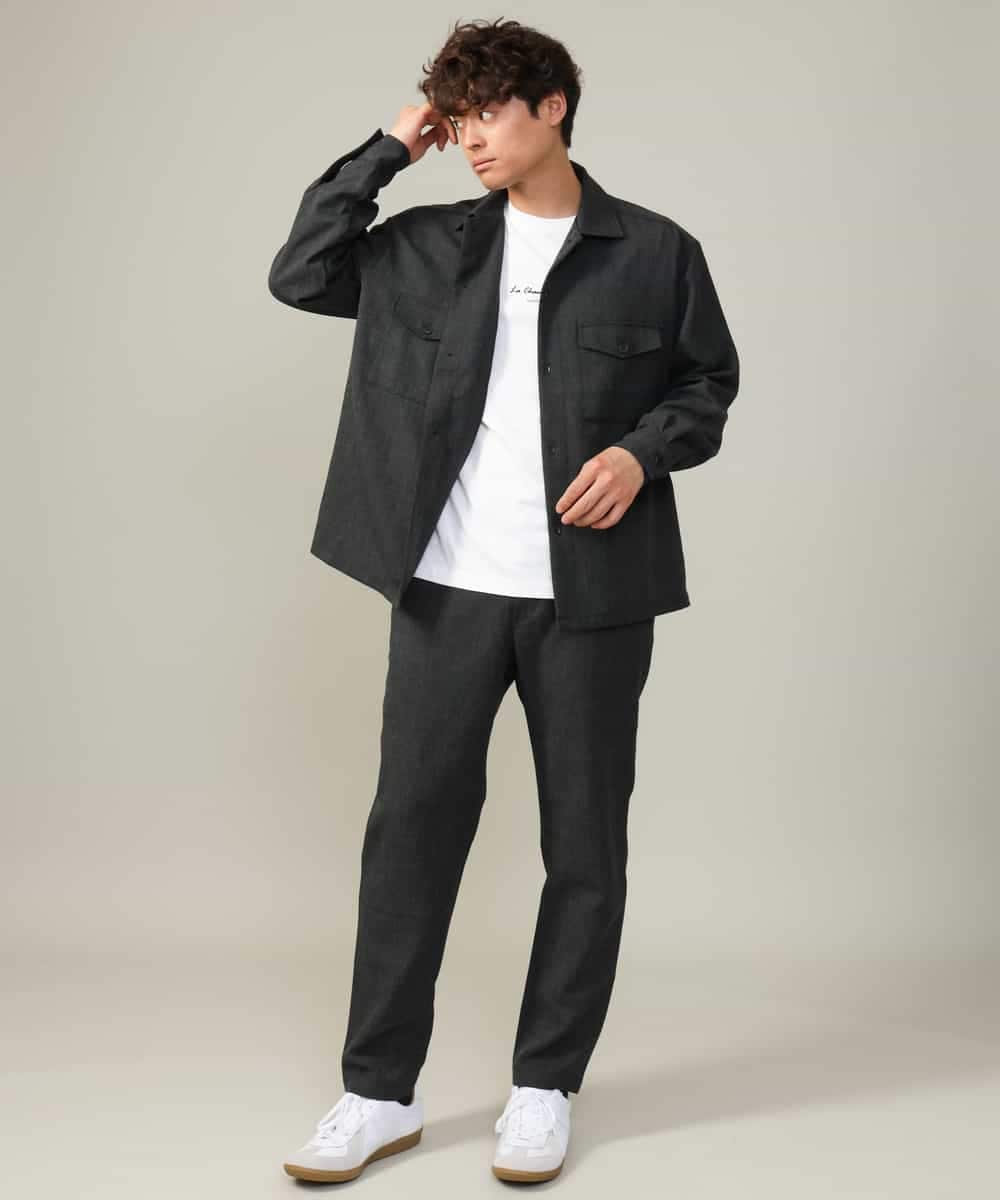 KHKJV29029 a.v.v MEN(アー・ヴェ・ヴェ) 【ユニセックス】ミニロゴセミワイドシルエットロングTシャツ ホワイト