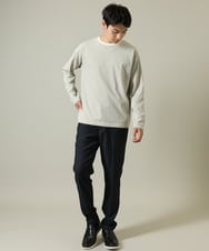 KHKJV38034 a.v.v MEN(アー・ヴェ・ヴェ) 【万能インナー】細ボーダーセミワイドシルエットロングTシャツ ダークグレー