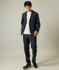 KHKJV38034 a.v.v MEN(アー・ヴェ・ヴェ) 【万能インナー】細ボーダーセミワイドシルエットロングTシャツ ダークグレー