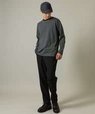 KHKJV38034 a.v.v MEN(アー・ヴェ・ヴェ) 【万能インナー】細ボーダーセミワイドシルエットロングTシャツ ダークグレー