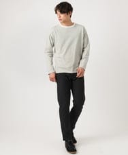 KHKJV38034 a.v.v MEN(アー・ヴェ・ヴェ) 【万能インナー】細ボーダーセミワイドシルエットロングTシャツ ダークグレー