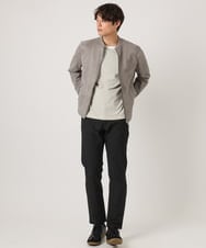 KHKJV38034 a.v.v MEN(アー・ヴェ・ヴェ) 【万能インナー】細ボーダーセミワイドシルエットロングTシャツ ダークグレー