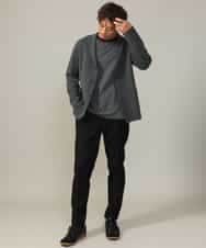 KHKJV38034 a.v.v MEN(アー・ヴェ・ヴェ) 【万能インナー】細ボーダーセミワイドシルエットロングTシャツ ダークグレー