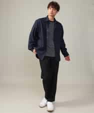 KHKJV38034 a.v.v MEN(アー・ヴェ・ヴェ) 【万能インナー】細ボーダーセミワイドシルエットロングTシャツ ダークグレー